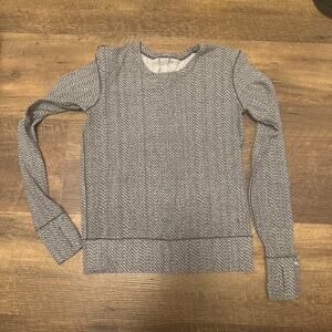 Lululemon Rush Hour Black Long Sleeve Hazy Heather Gray Shirt Thumb Hole Size 2